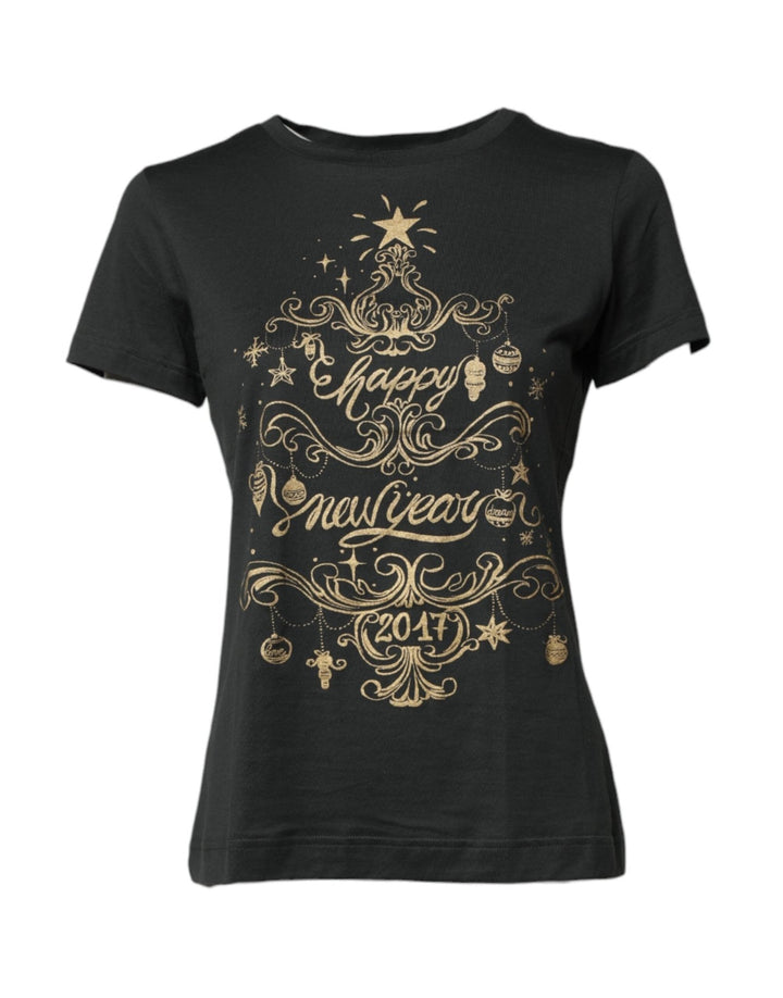 Dolce & Gabbana Black Cotton Round Neck Short Sleeve T-shirt - RIMODA