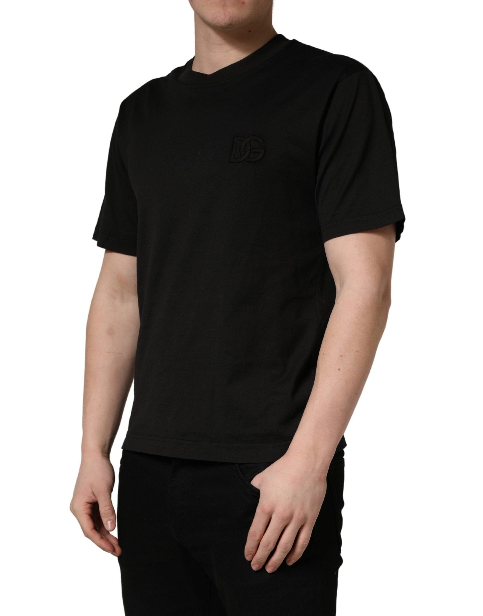 Dolce & Gabbana Black Cotton Short Sleeves Crew Neck T-shirt - RIMODA
