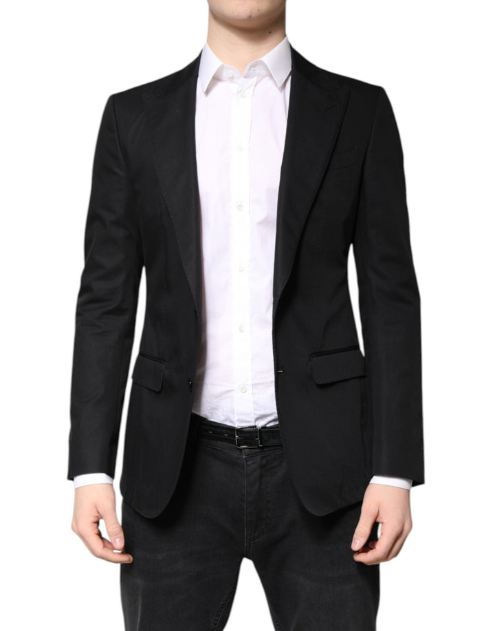 Dolce & Gabbana Black Cotton Single Breasted Men Coat Blazer - RIMODA