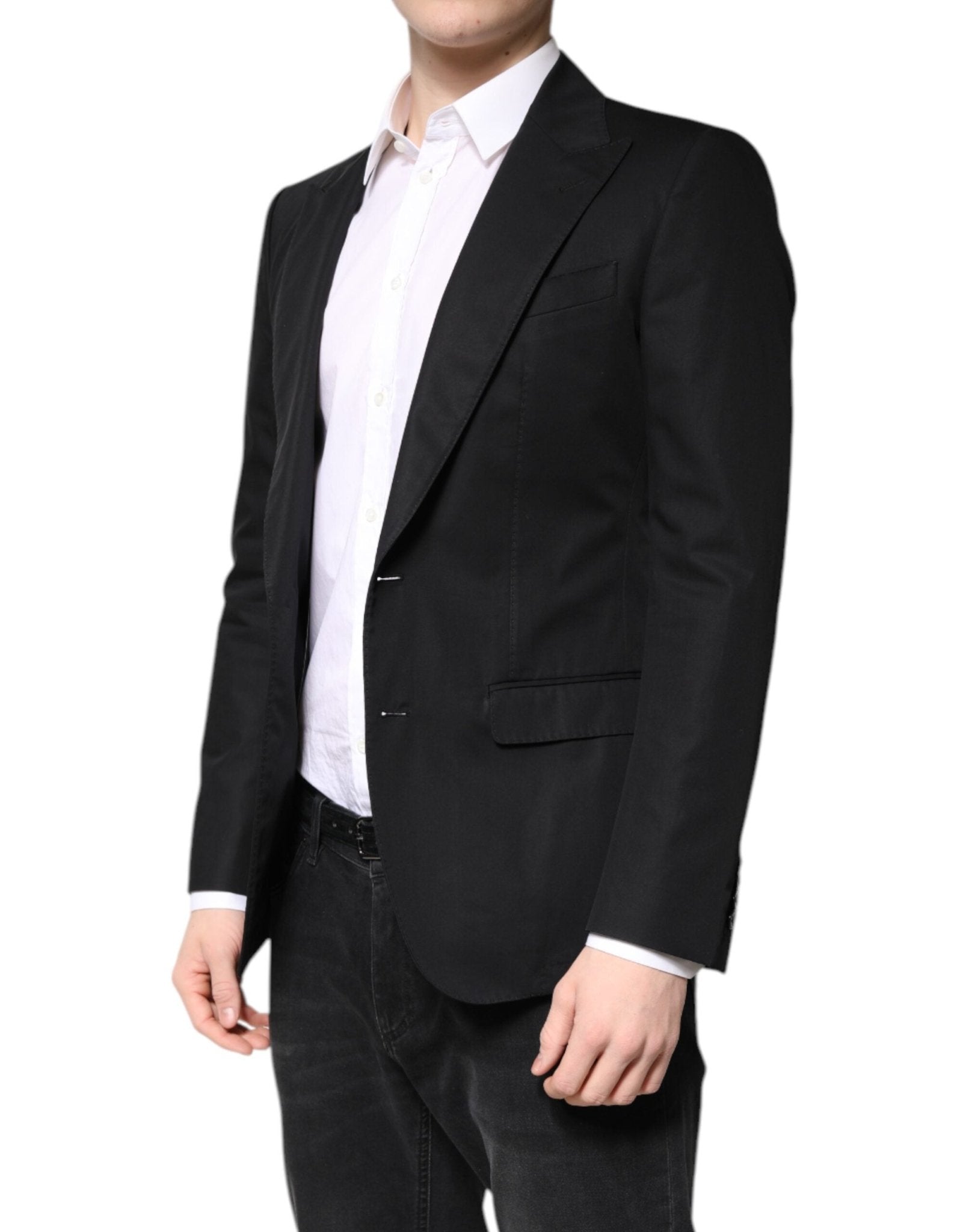Dolce & Gabbana Black Cotton Single Breasted Men Coat Blazer - RIMODA