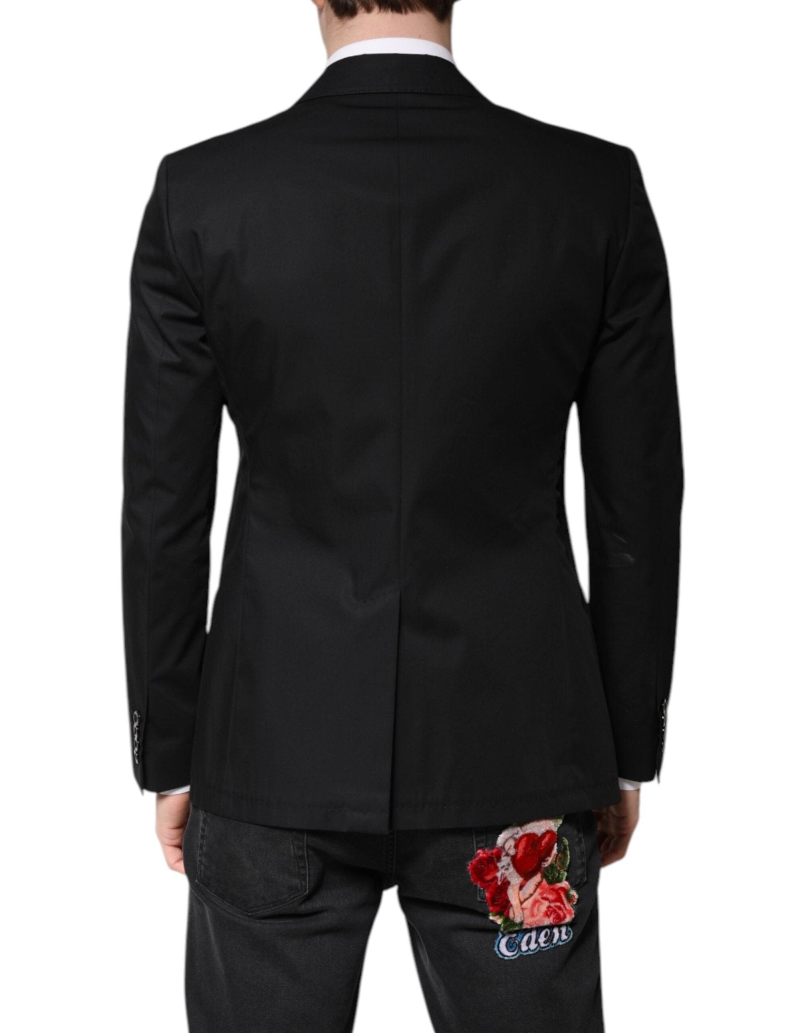 Dolce & Gabbana Black Cotton Single Breasted Men Coat Blazer - RIMODA