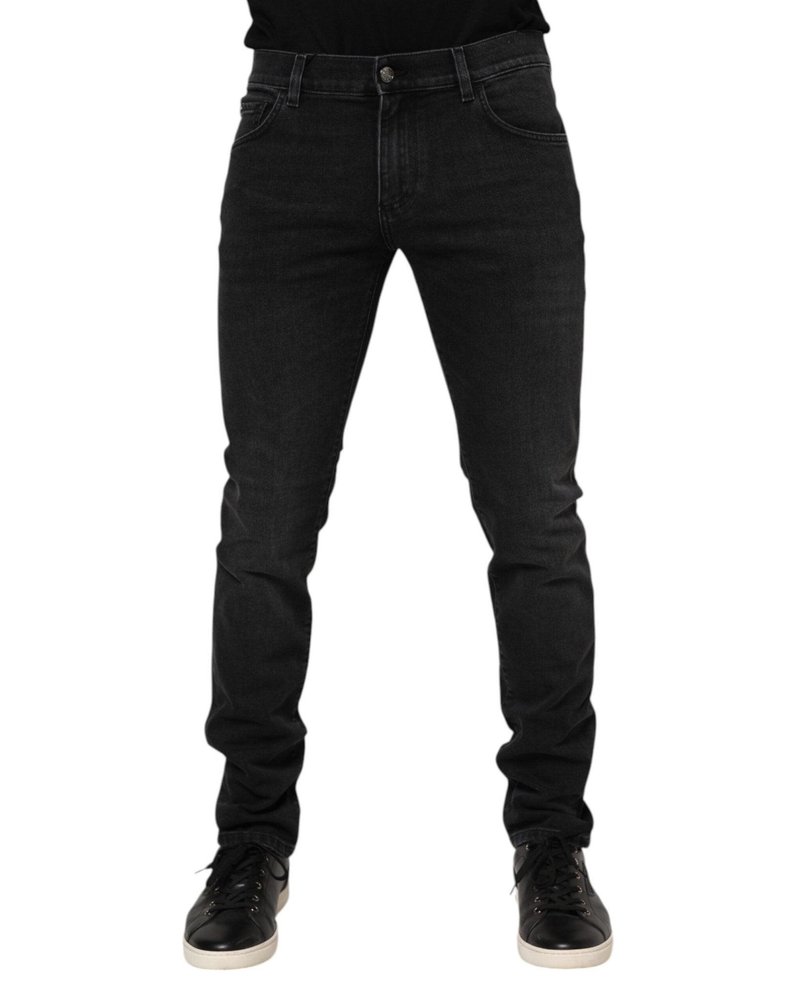Dolce & Gabbana Black Cotton Skinny Men Denim Trouser Jeans - RIMODA