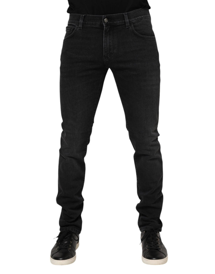 Dolce & Gabbana Black Cotton Skinny Men Denim Trouser Jeans - RIMODA