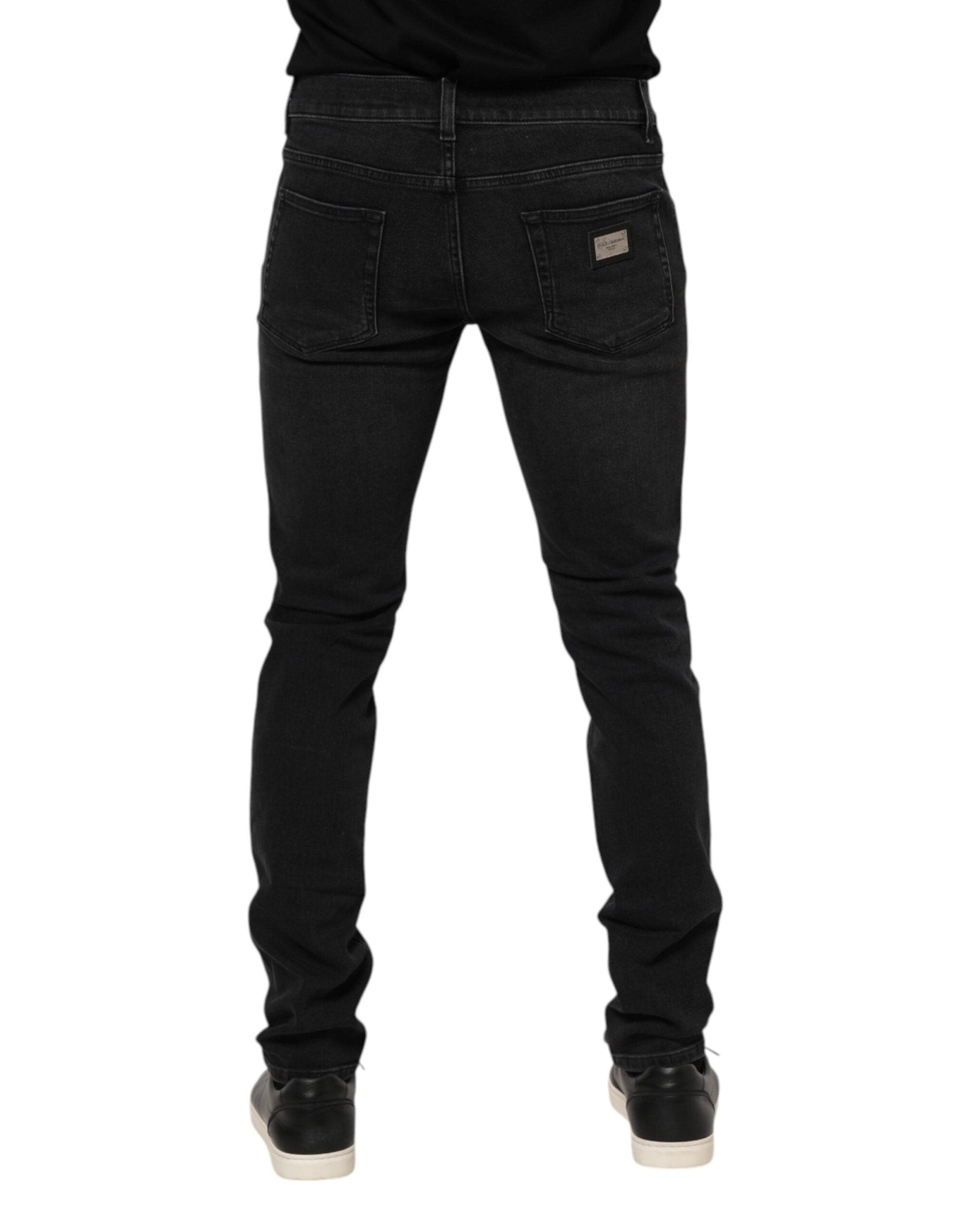 Dolce & Gabbana Black Cotton Skinny Men Denim Trouser Jeans - RIMODA