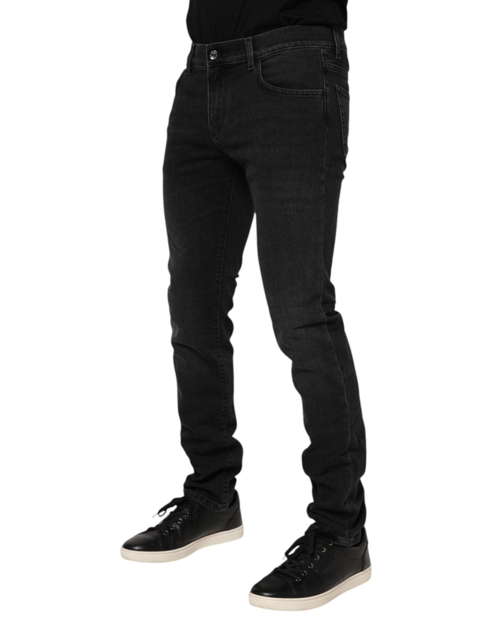 Dolce & Gabbana Black Cotton Skinny Men Denim Trouser Jeans - RIMODA