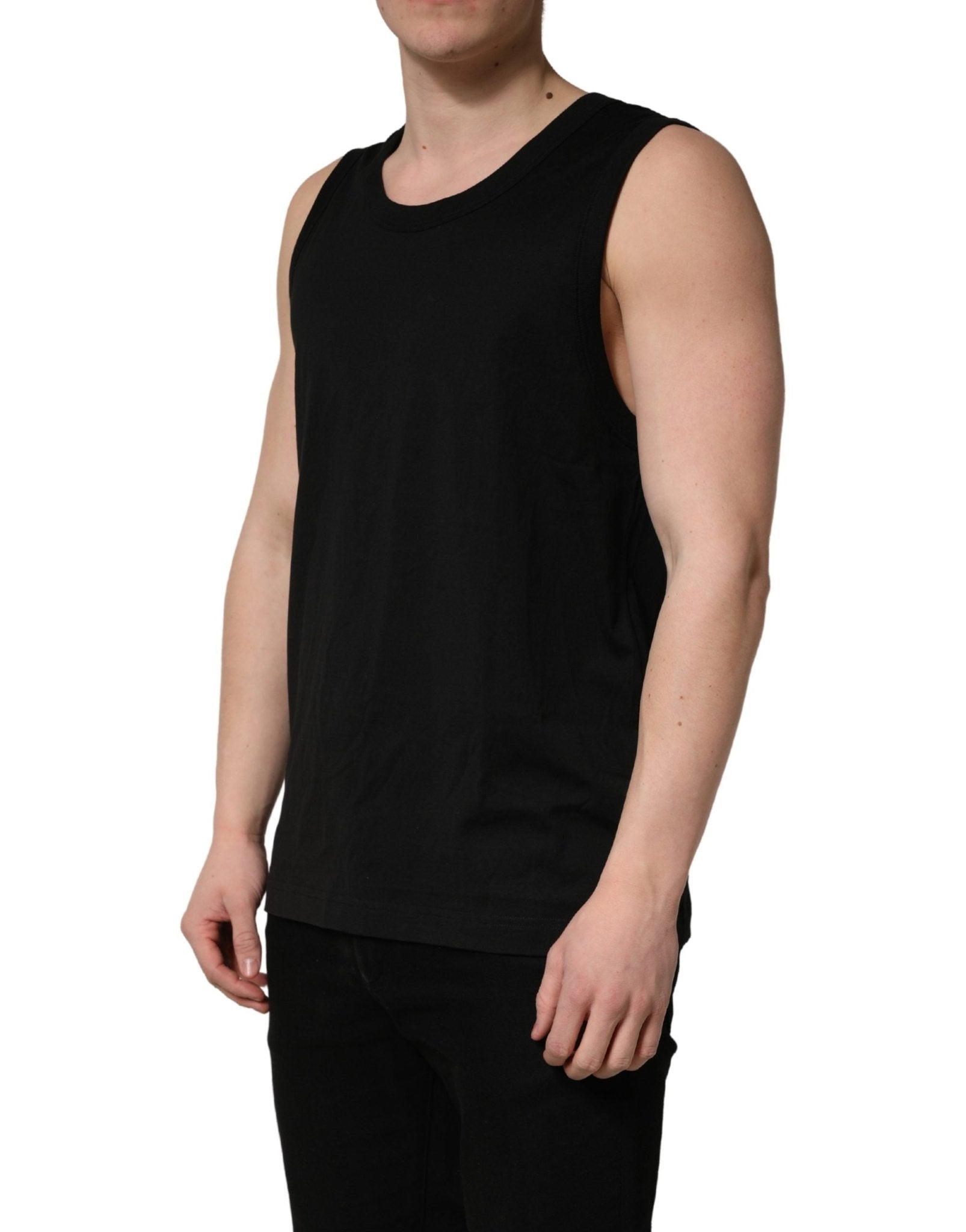 Dolce & Gabbana Black Cotton Sleeveless Men Tank Top T-shirt - RIMODA
