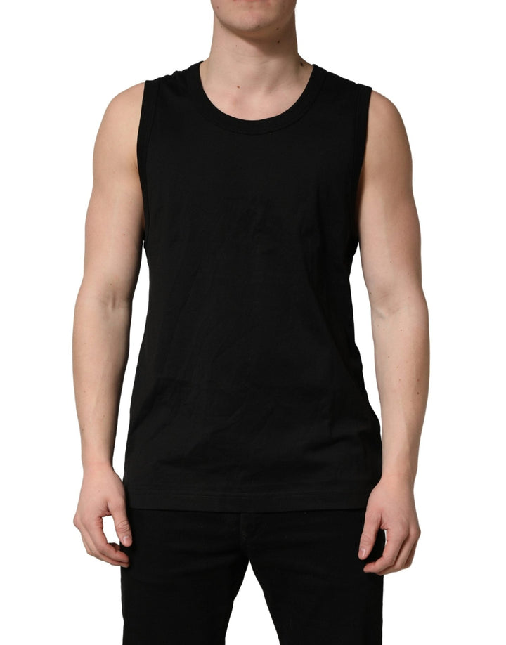 Dolce & Gabbana Black Cotton Sleeveless Men Tank Top T-shirt - RIMODA