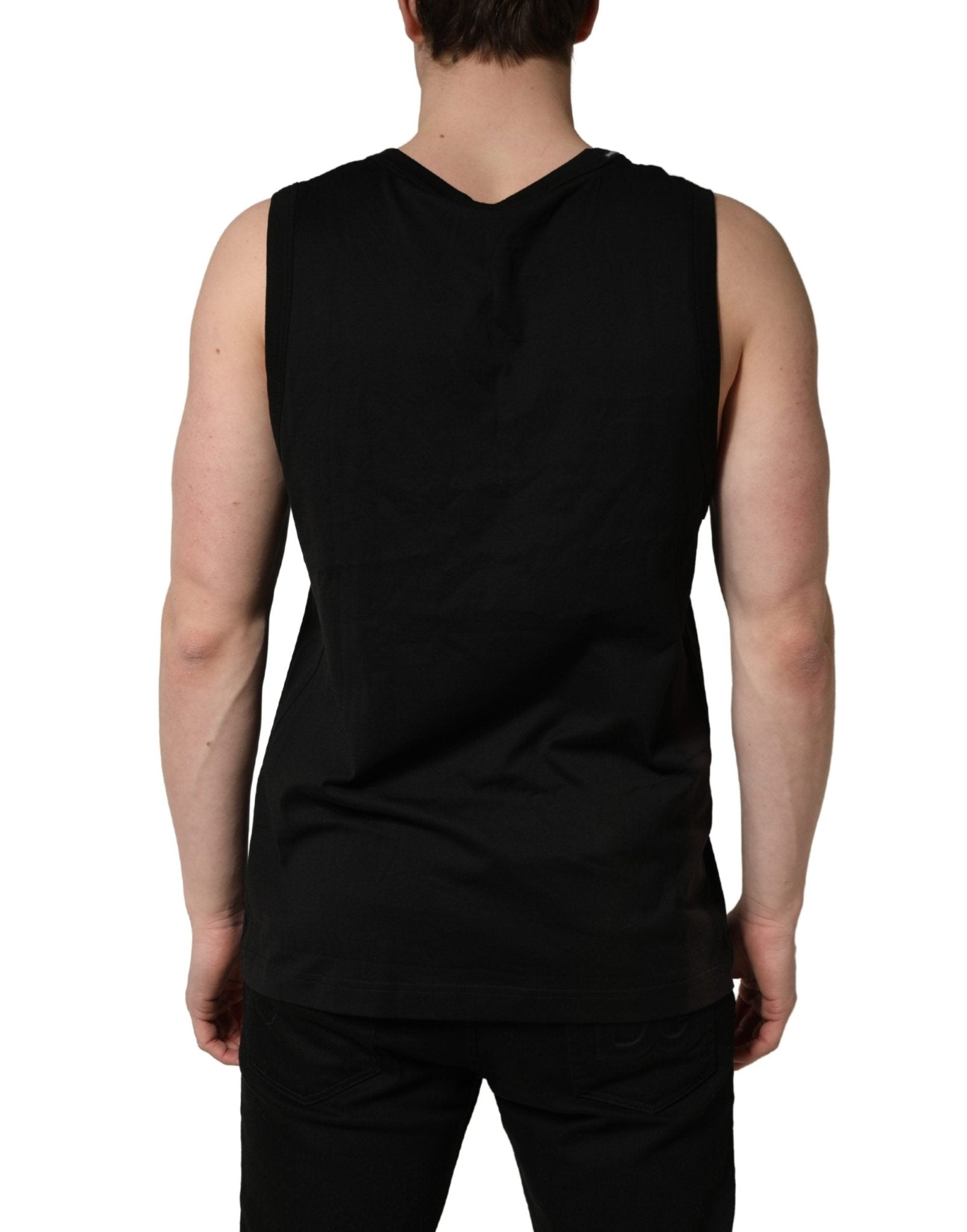 Dolce & Gabbana Black Cotton Sleeveless Men Tank Top T-shirt - RIMODA