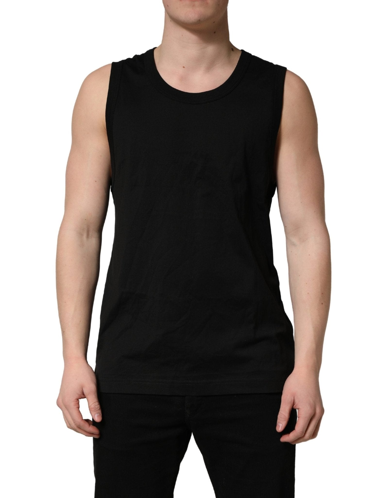 Dolce & Gabbana Black Cotton Sleeveless Men Tank Top T-shirt - RIMODA