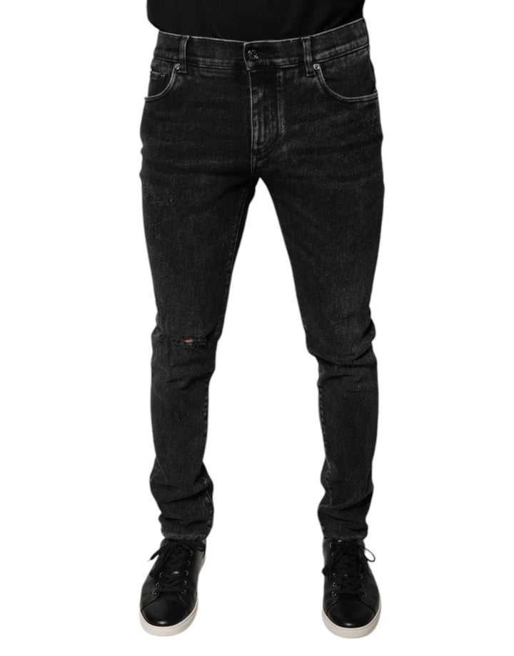 Dolce & Gabbana Black Cotton Stretch Skinny Men Denim Jeans - RIMODA