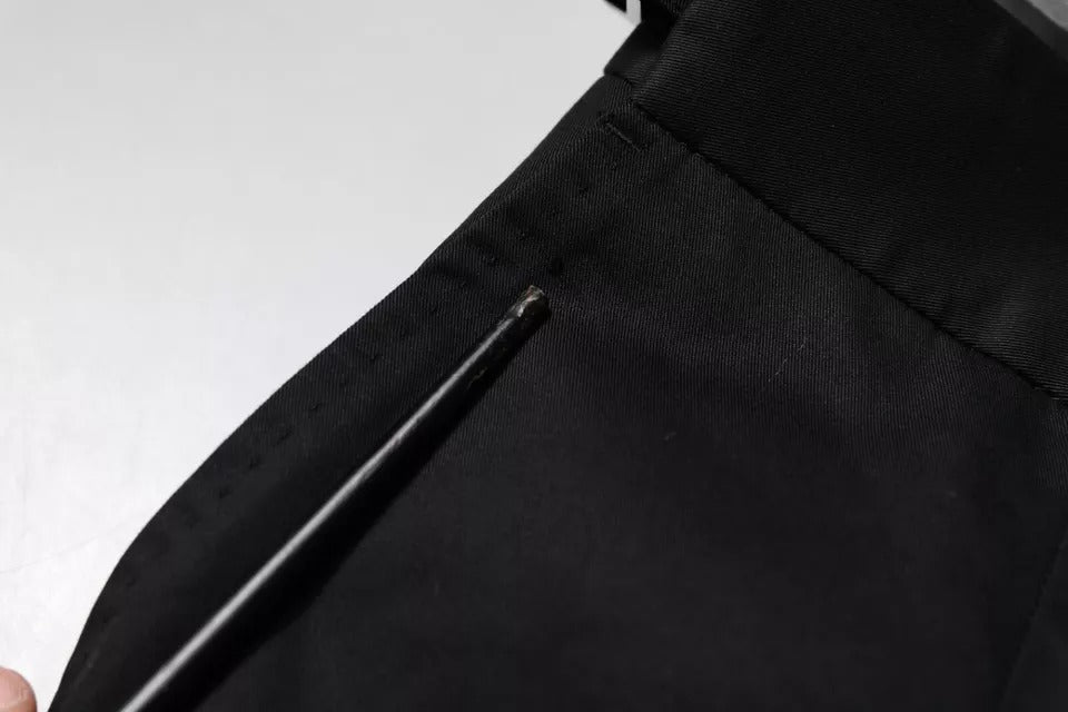 Dolce & Gabbana Black Cotton Tapered Formal Dress Pants - RIMODA