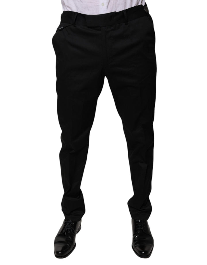 Dolce & Gabbana Black Cotton Tapered Formal Dress Pants - RIMODA