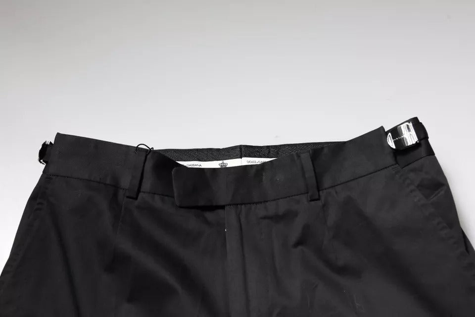 Dolce & Gabbana Black Cotton Tapered Formal Dress Pants - RIMODA