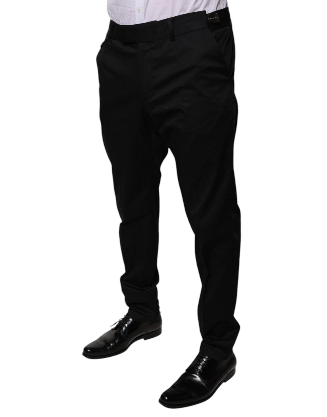 Dolce & Gabbana Black Cotton Tapered Formal Dress Pants - RIMODA