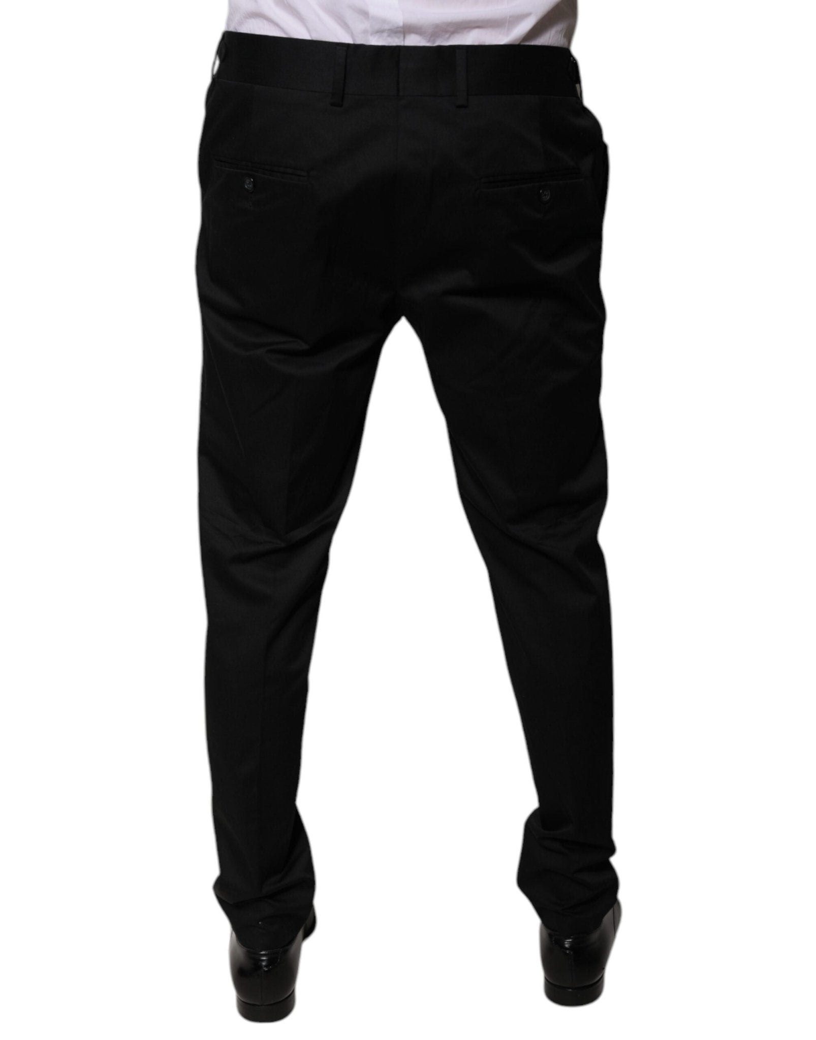 Dolce & Gabbana Black Cotton Tapered Formal Dress Pants - RIMODA