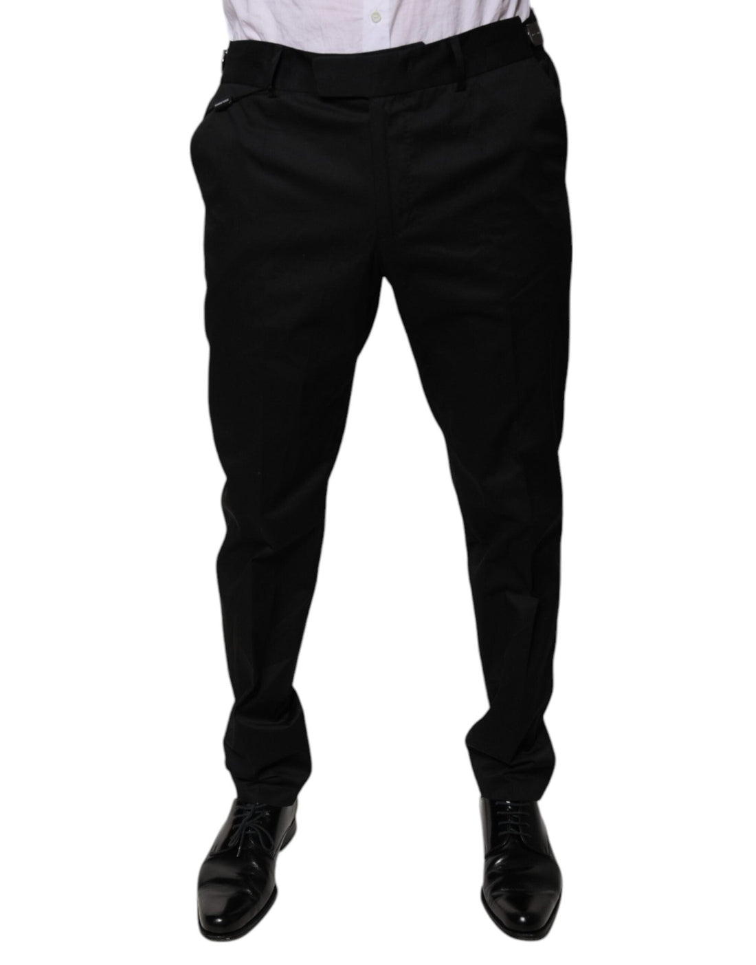 Dolce & Gabbana Black Cotton Tapered Formal Dress Pants - RIMODA
