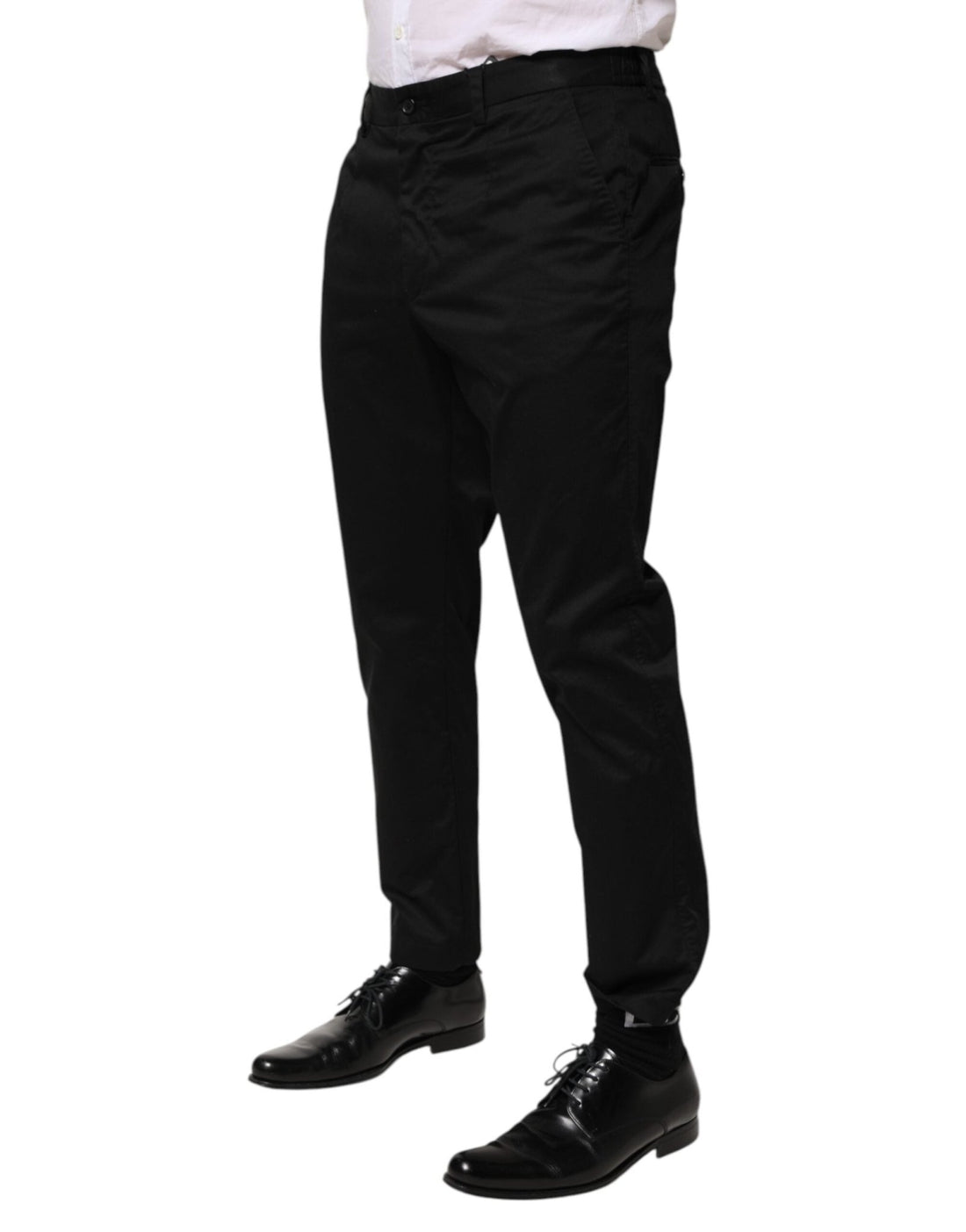 Dolce & Gabbana Black Cotton Tapered Men Formal Trousers Pants - RIMODA