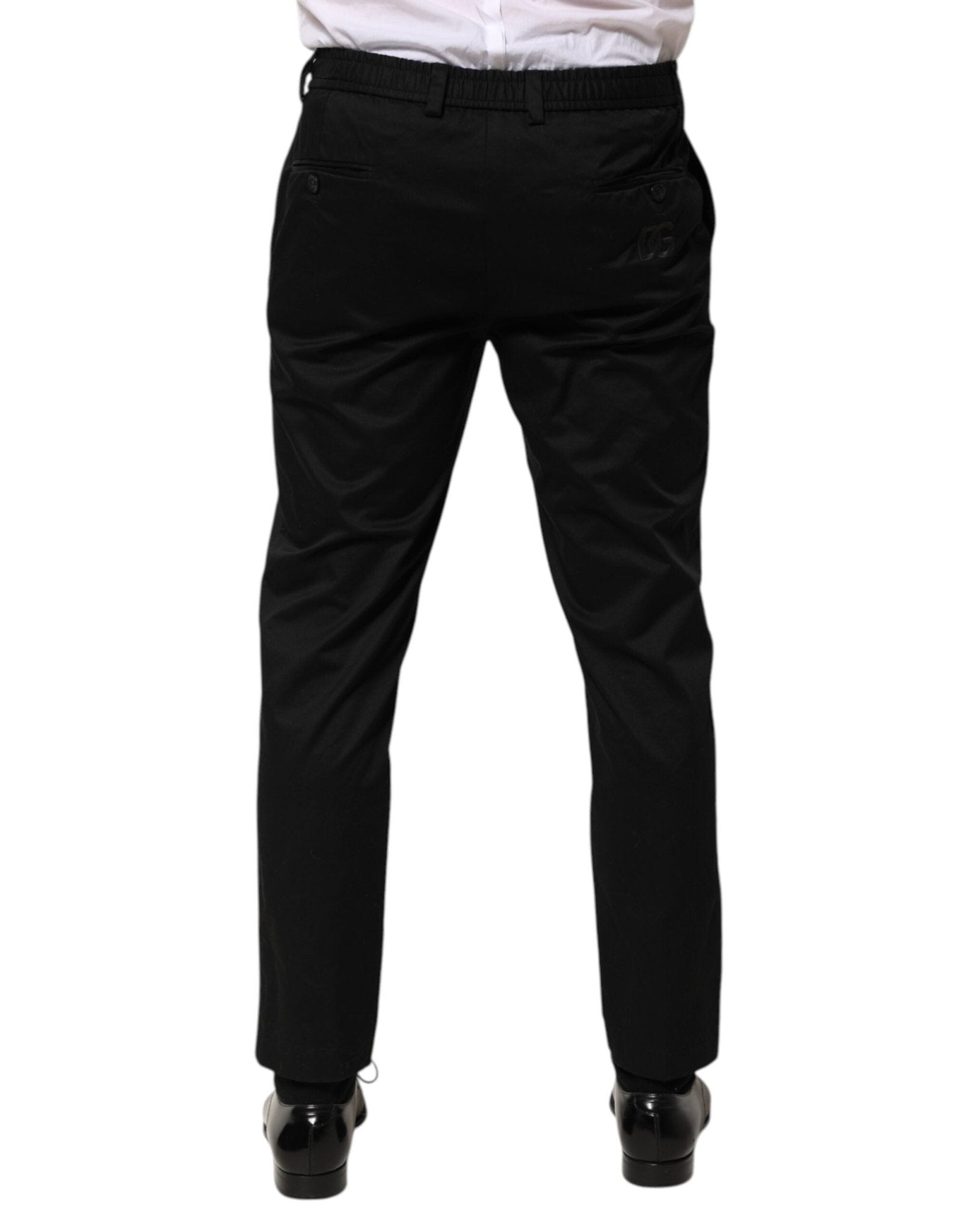 Dolce & Gabbana Black Cotton Tapered Men Formal Trousers Pants - RIMODA