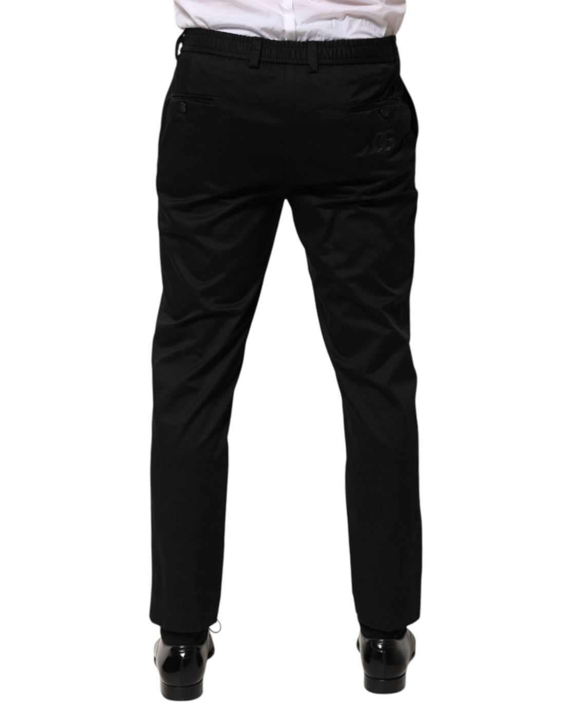 Dolce & Gabbana Black Cotton Tapered Men Formal Trousers Pants - RIMODA