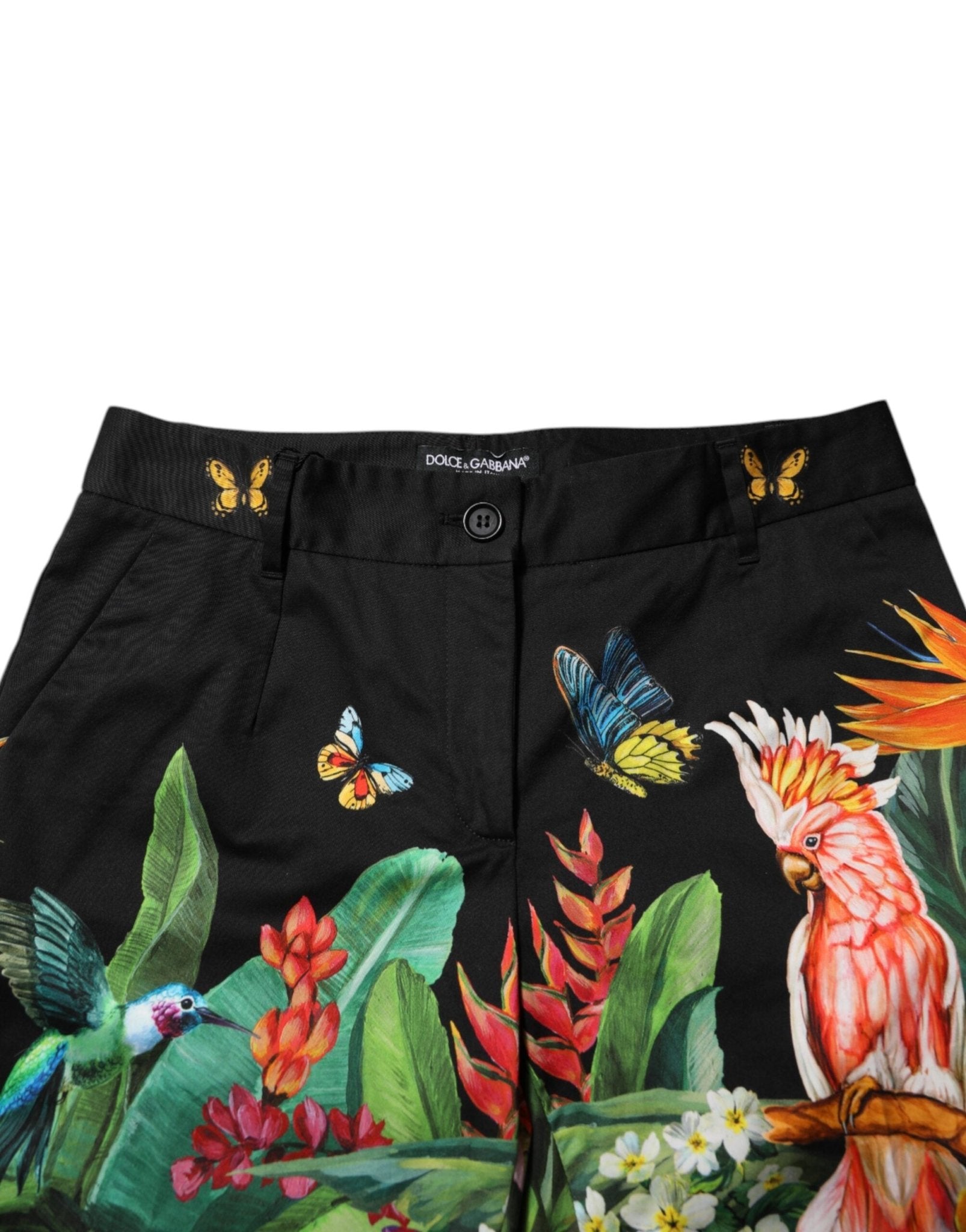 Dolce & Gabbana Black Cotton Tropical Mid Waist Pants - RIMODA