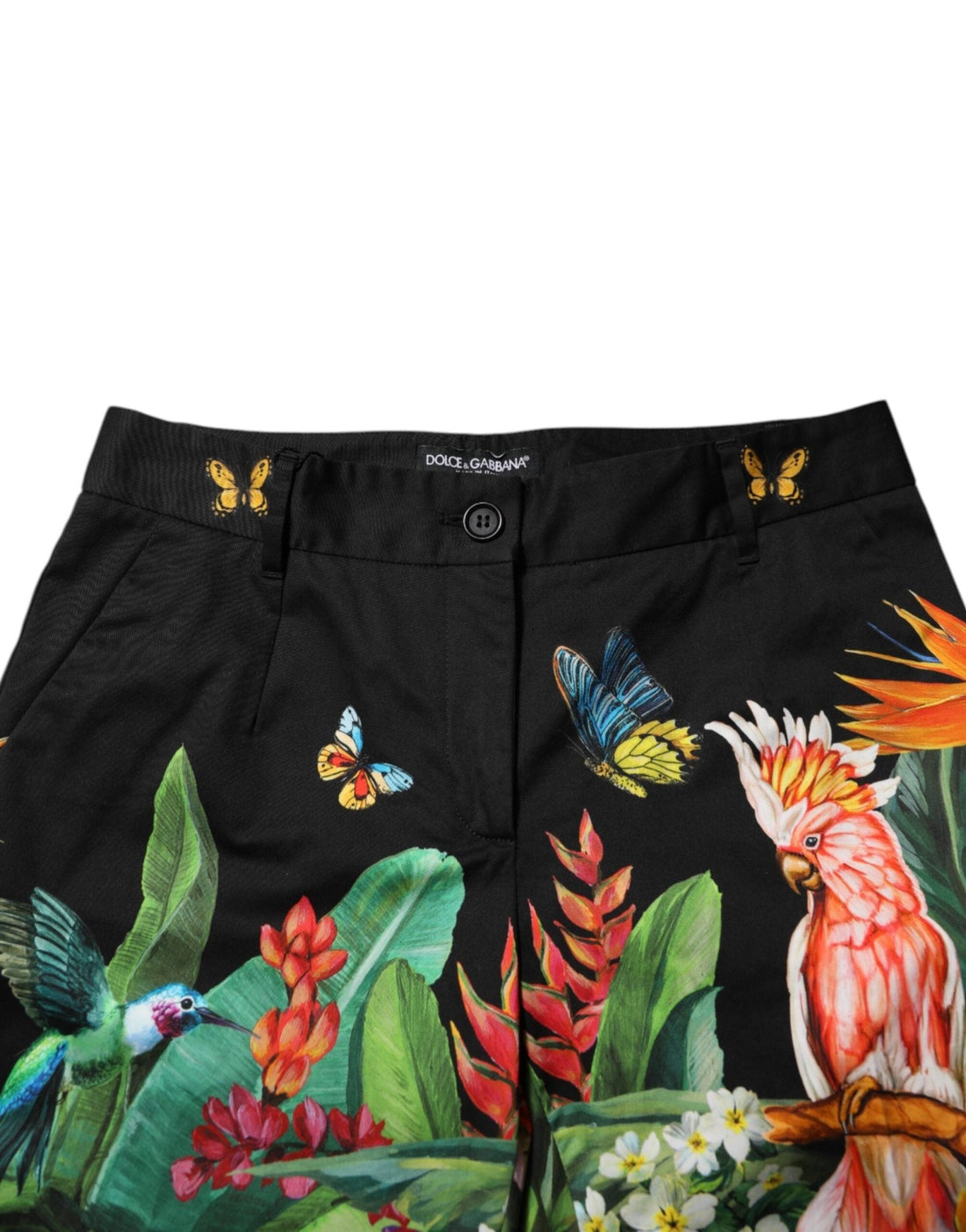 Dolce & Gabbana Black Cotton Tropical Mid Waist Pants - RIMODA