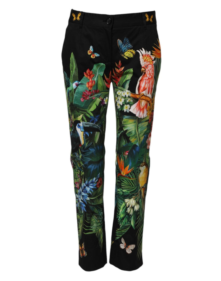 Dolce & Gabbana Black Cotton Tropical Mid Waist Pants - RIMODA