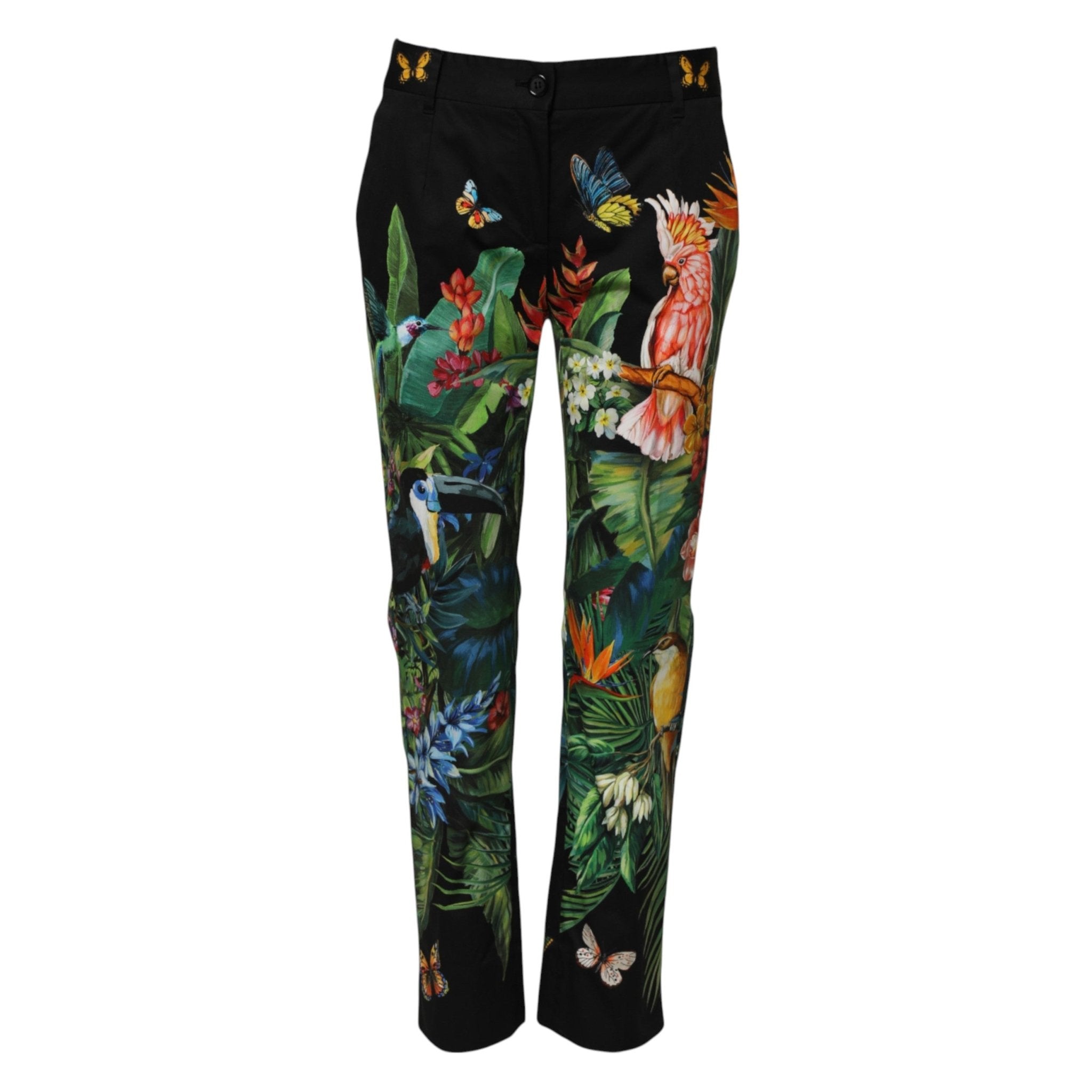 Dolce & Gabbana Black Cotton Tropical Mid Waist Pants - RIMODA