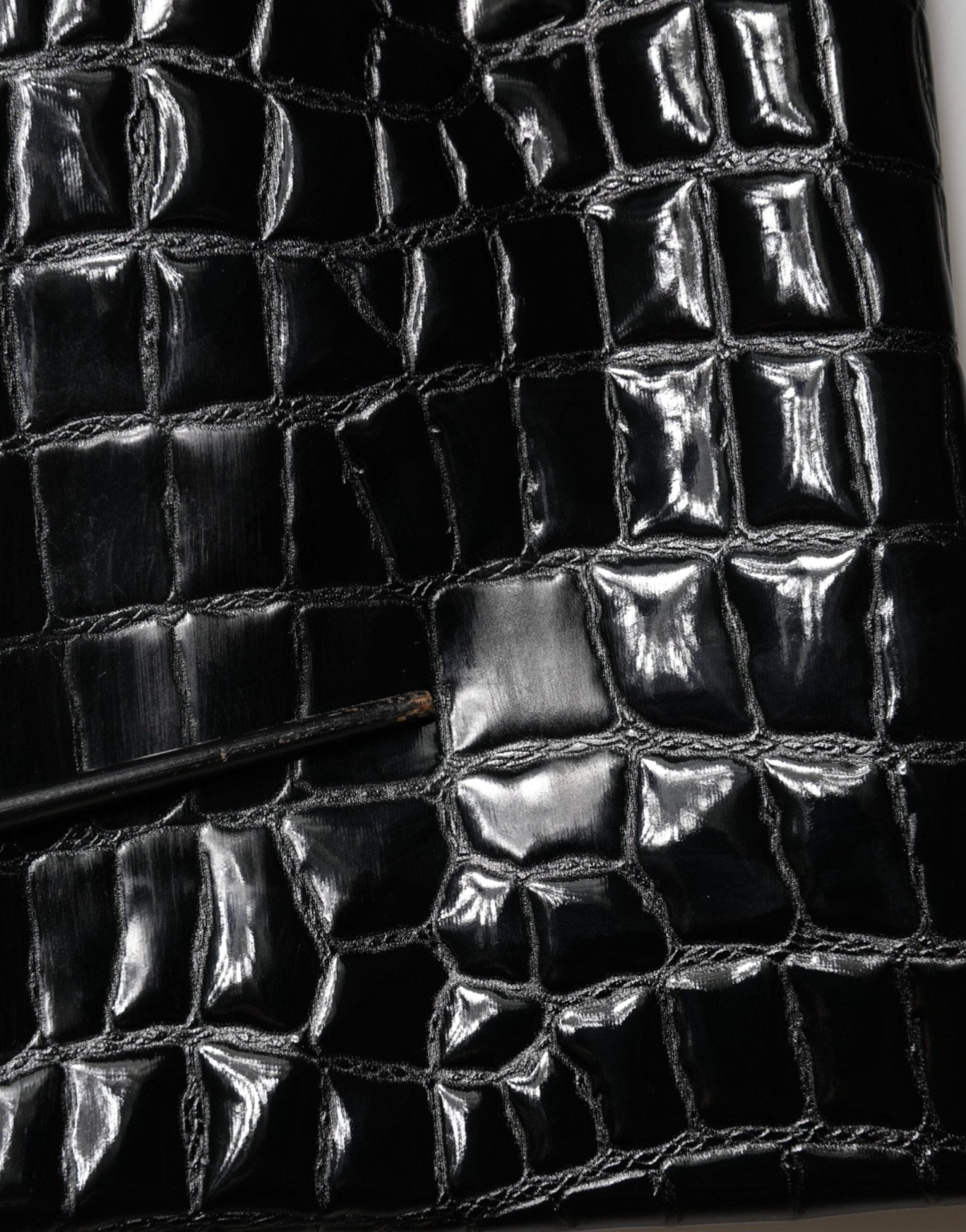 Dolce & Gabbana Black Croc Faux-Leather Mid Waist Midi Skirt - RIMODA