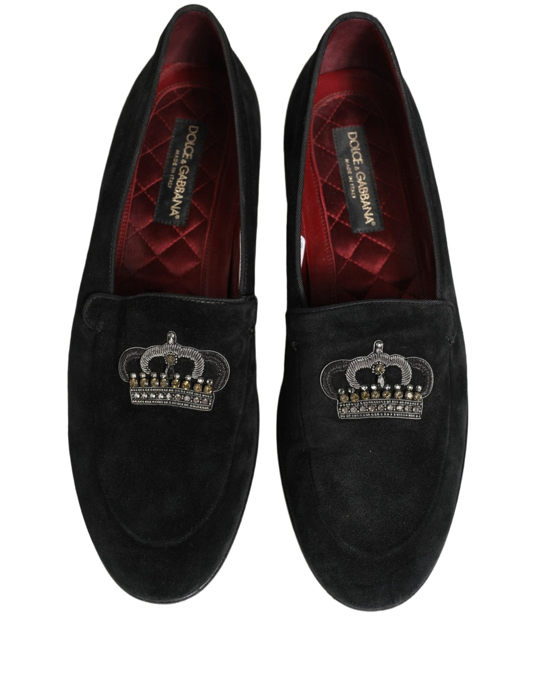 Dolce & Gabbana Black Crown Embellished Dress Loafers Shoes - RIMODA