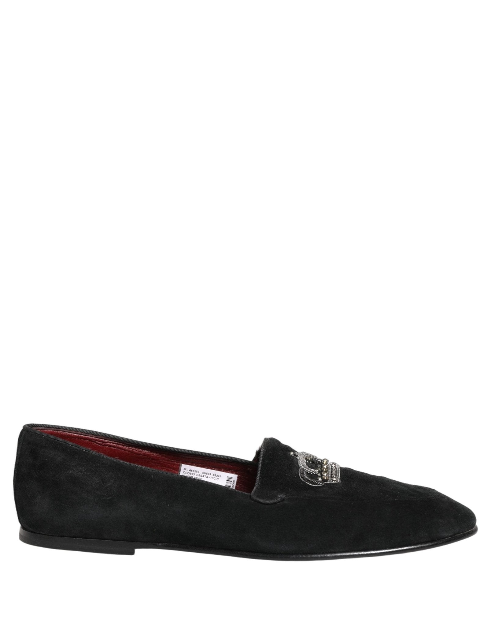 Dolce & Gabbana Black Crown Embellished Dress Loafers Shoes - RIMODA