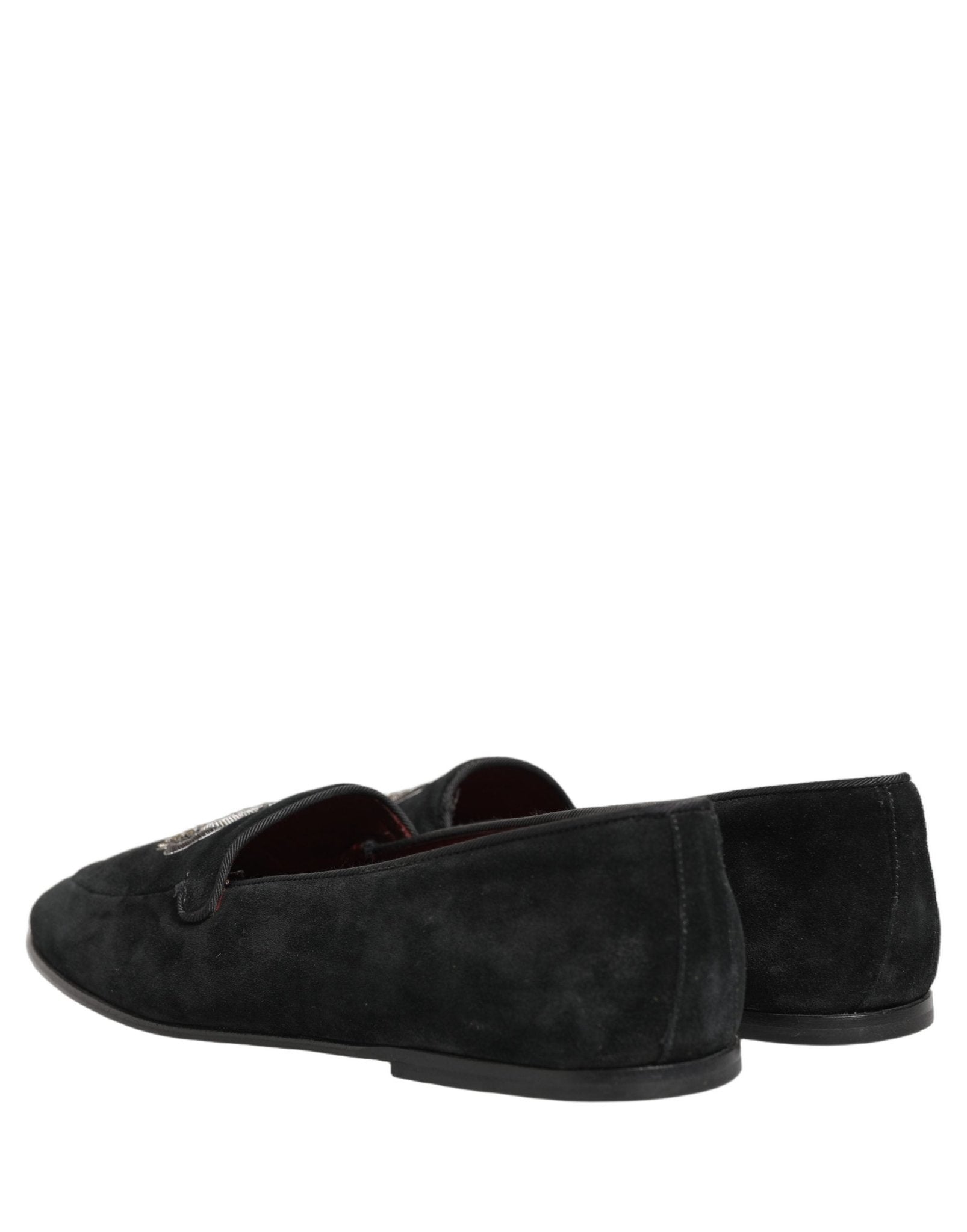 Dolce & Gabbana Black Crown Embellished Dress Loafers Shoes - RIMODA