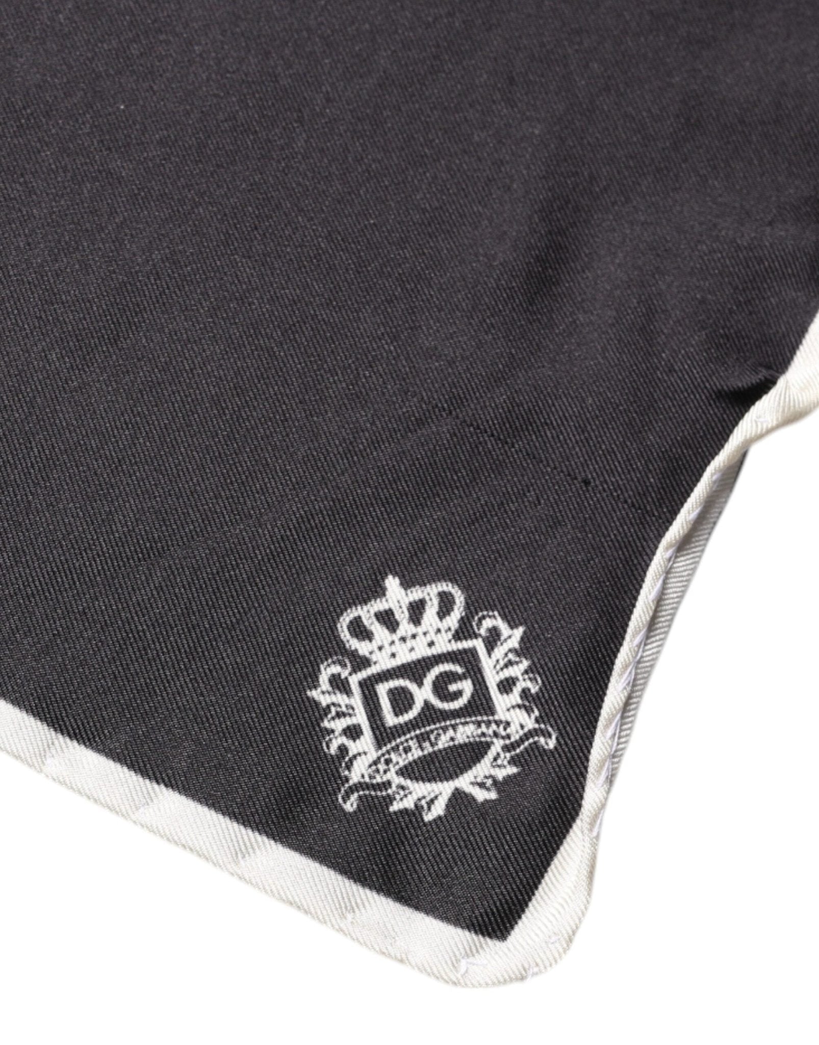 Dolce & Gabbana Black Crown Logo Square Handkerchief Scarf - RIMODA