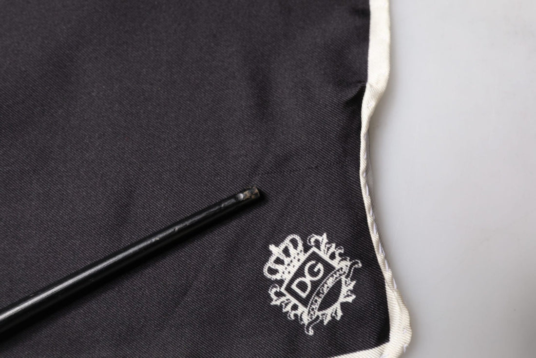 Dolce & Gabbana Black Crown Logo Square Handkerchief Scarf - RIMODA