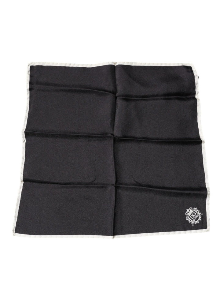 Dolce & Gabbana Black Crown Logo Square Handkerchief Scarf - RIMODA