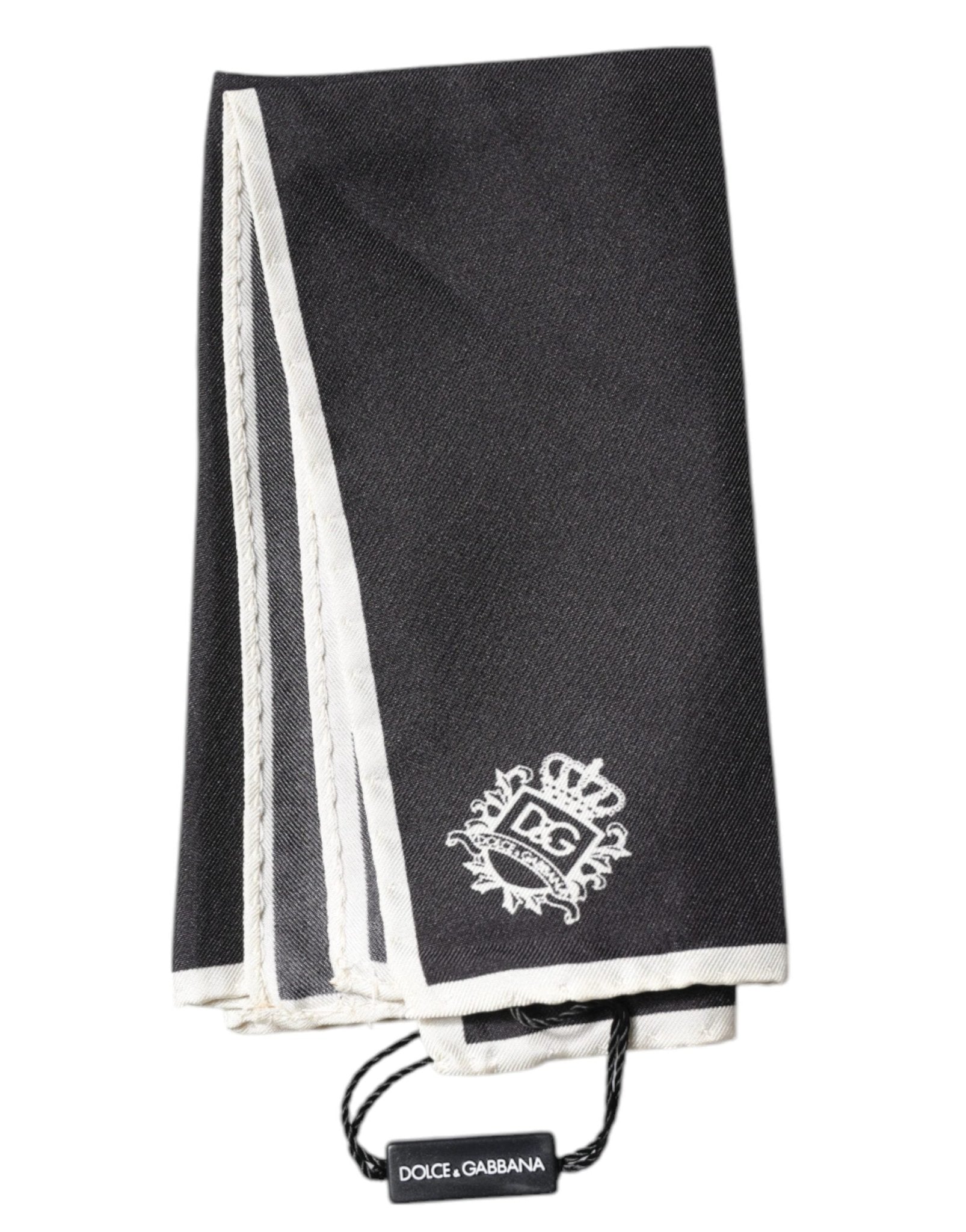 Dolce & Gabbana Black Crown Logo Square Handkerchief Scarf - RIMODA