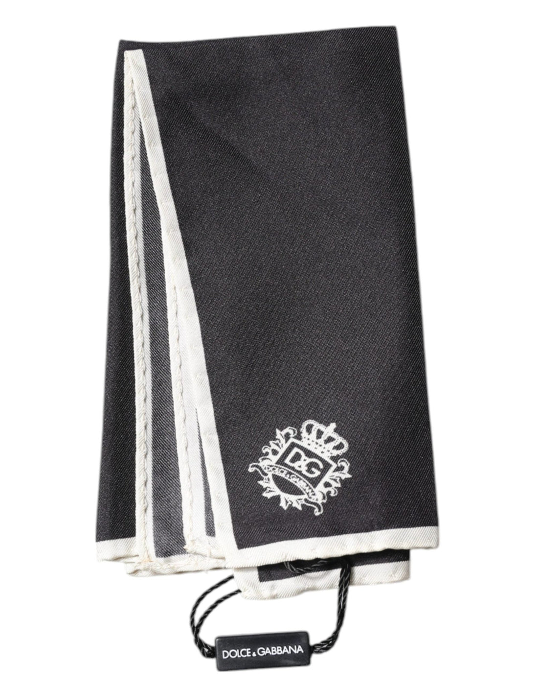 Dolce & Gabbana Black Crown Logo Square Handkerchief Scarf - RIMODA