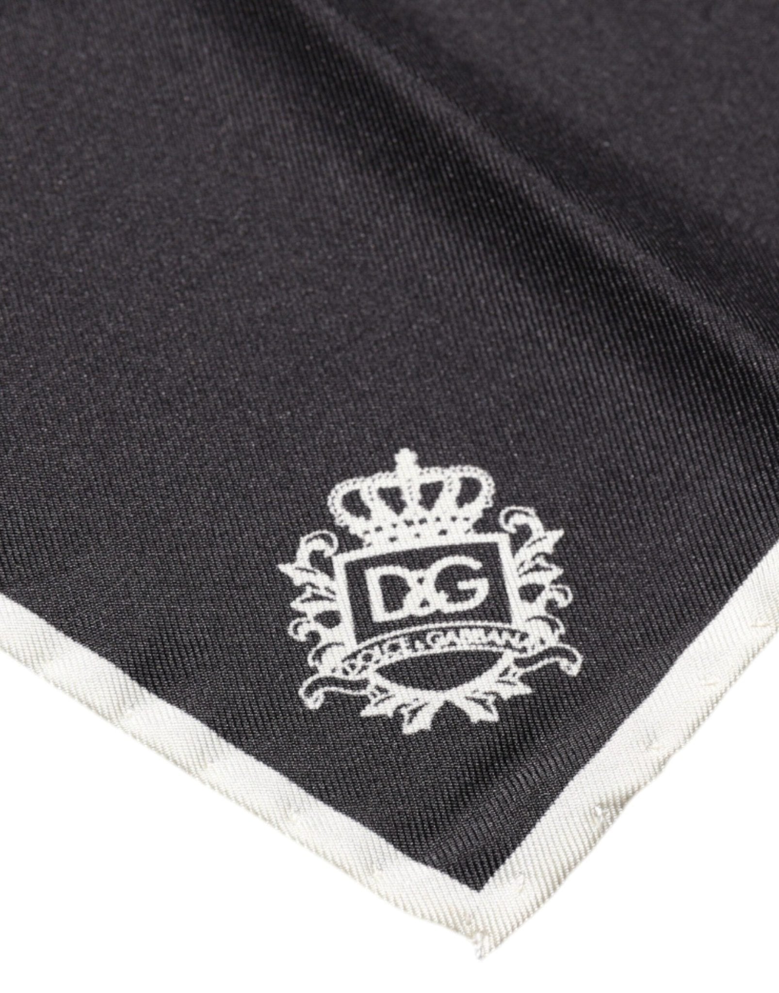 Dolce & Gabbana Black Crown Logo Square Handkerchief Scarf - RIMODA