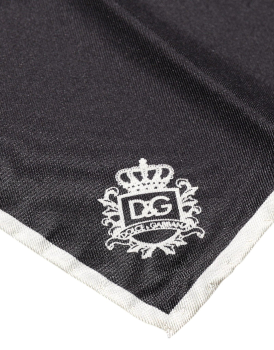 Dolce & Gabbana Black Crown Logo Square Handkerchief Scarf - RIMODA