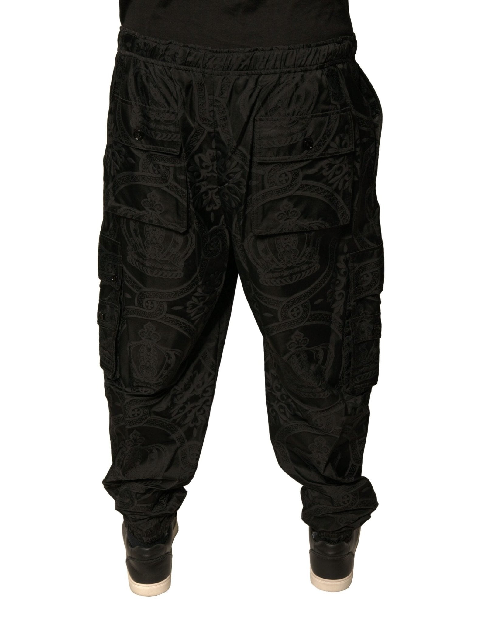 Dolce & Gabbana Black Crown Nylon Jogger Sweatpants Pants - RIMODA