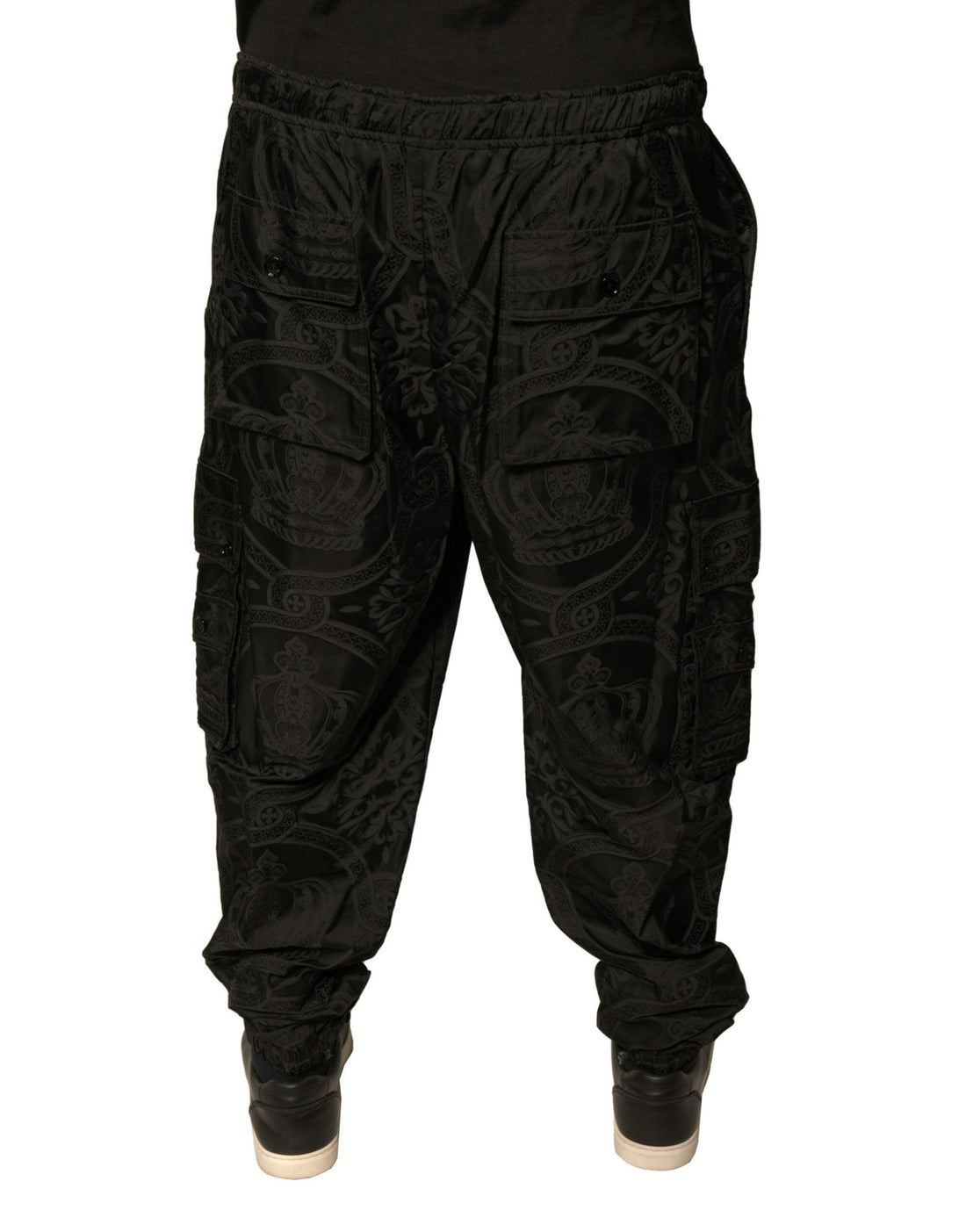 Dolce & Gabbana Black Crown Nylon Jogger Sweatpants Pants - RIMODA