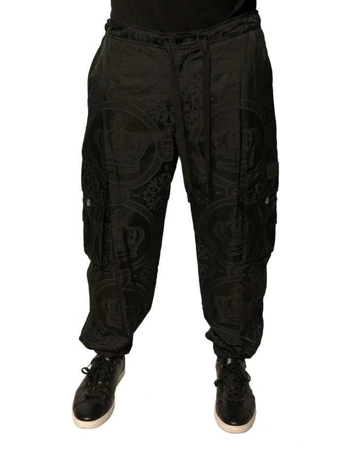 Dolce & Gabbana Black Crown Nylon Jogger Sweatpants Pants - RIMODA