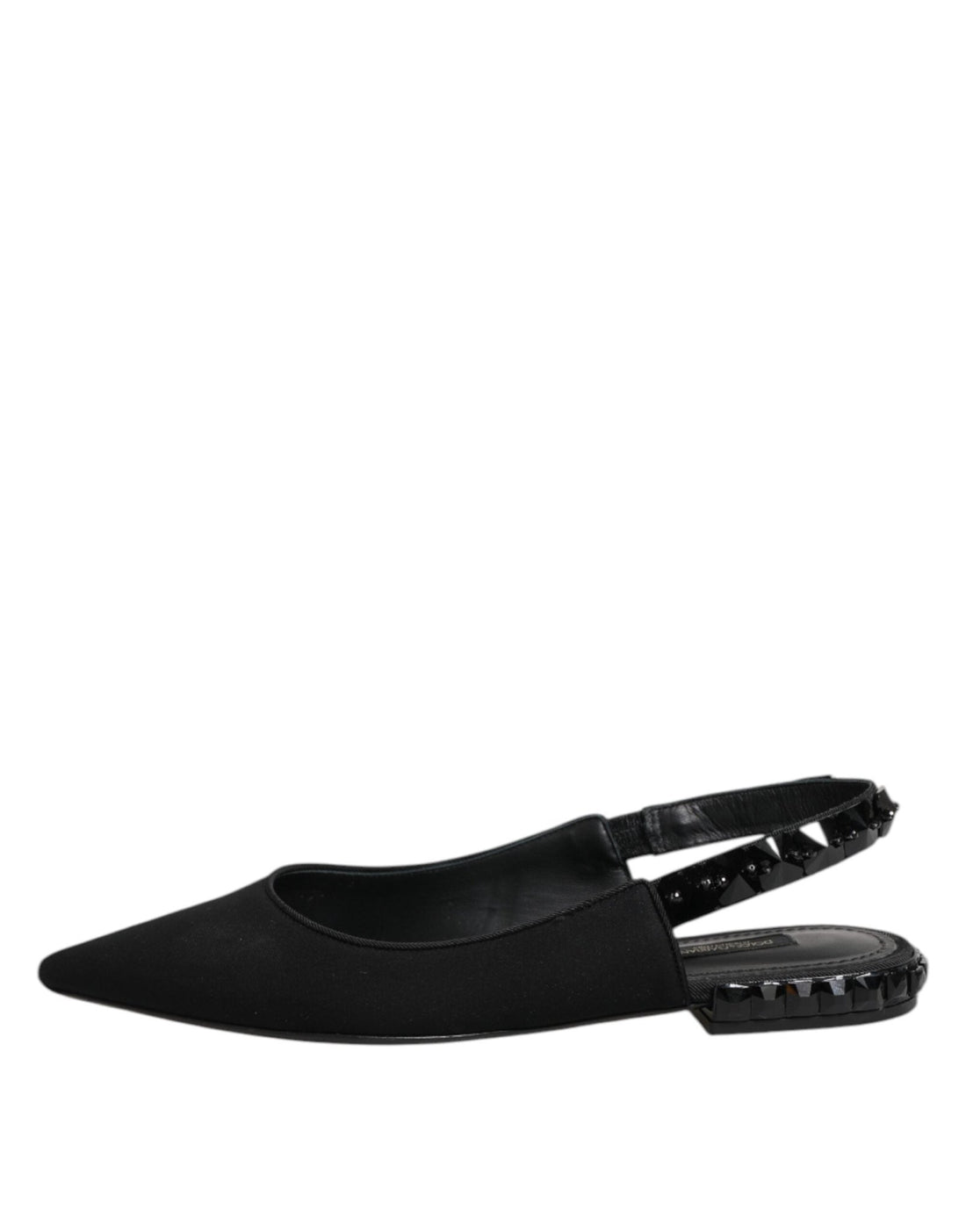 Dolce & Gabbana Black Crystal Charmeuse Slingback Shoes - RIMODA