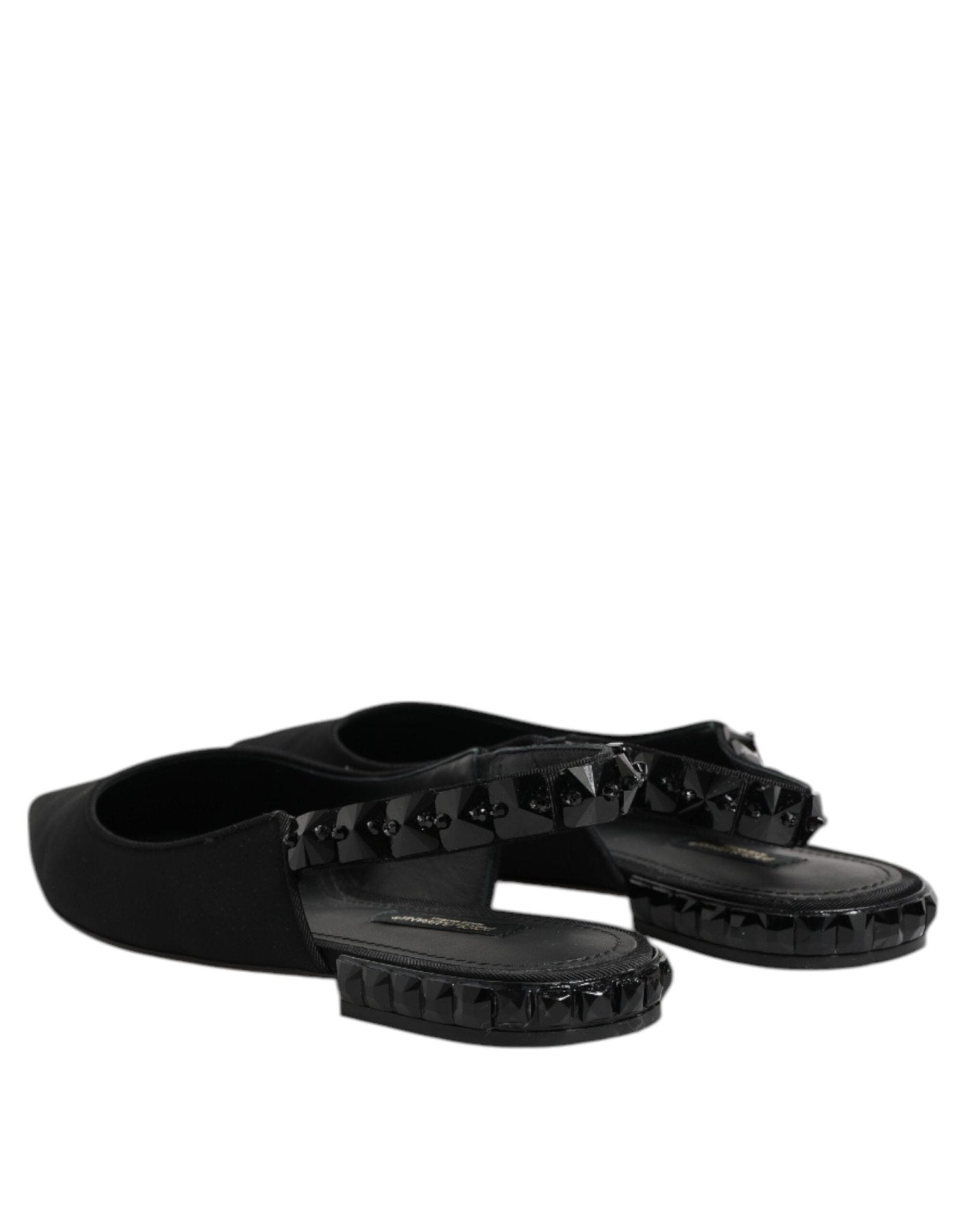 Dolce & Gabbana Black Crystal Charmeuse Slingback Shoes - RIMODA