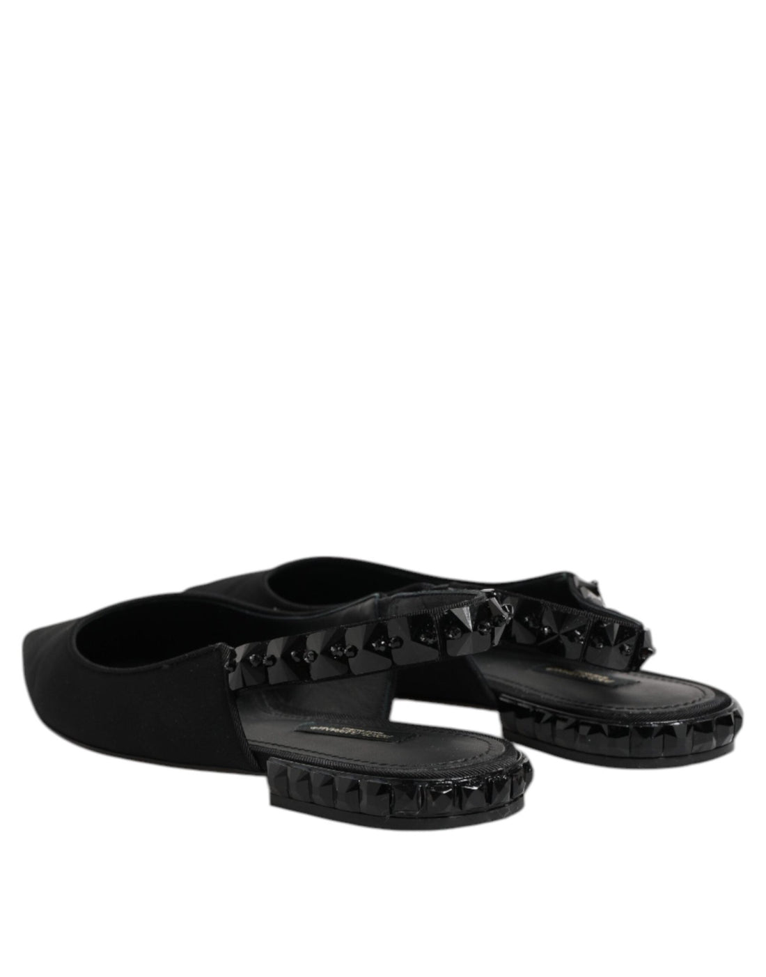 Dolce & Gabbana Black Crystal Charmeuse Slingback Shoes - RIMODA