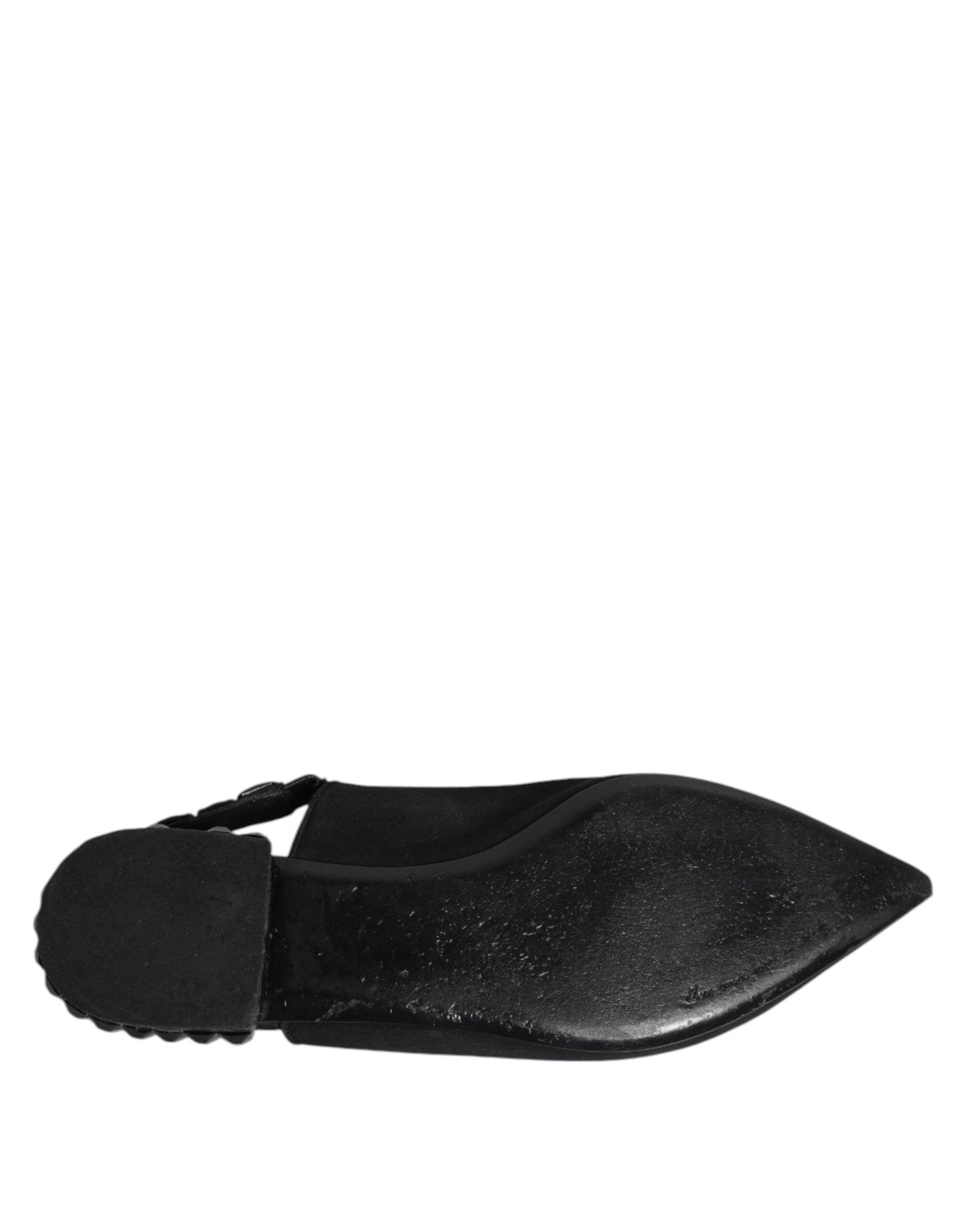 Dolce & Gabbana Black Crystal Charmeuse Slingback Shoes - RIMODA