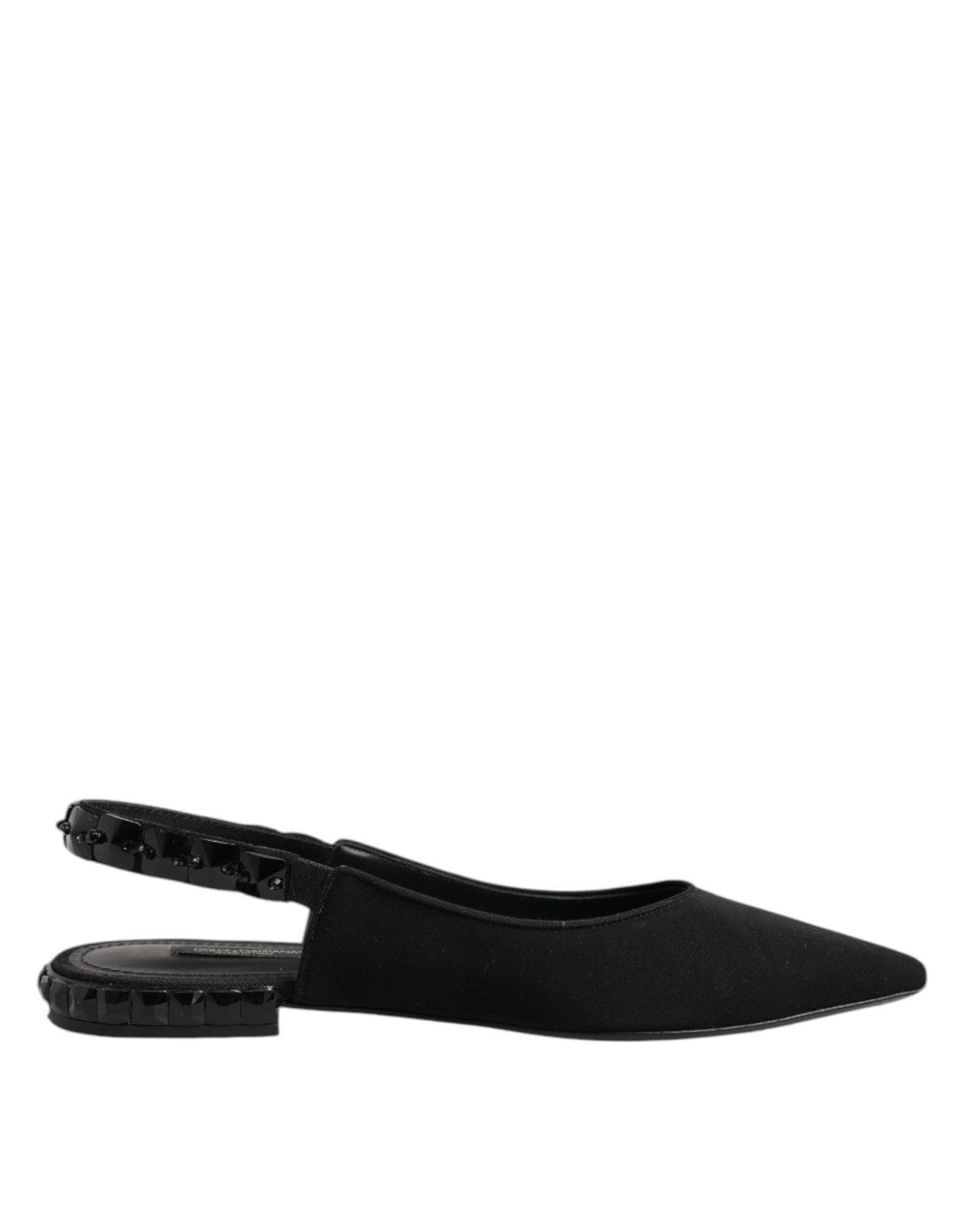 Dolce & Gabbana Black Crystal Charmeuse Slingback Shoes - RIMODA