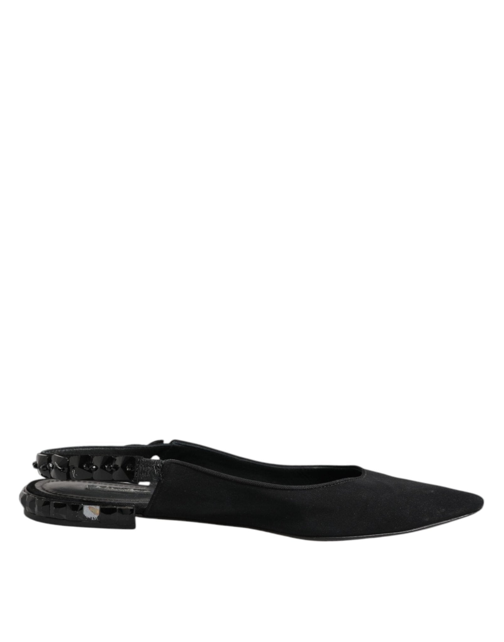 Dolce & Gabbana Black Crystal Charmeuse Slingback Shoes - RIMODA