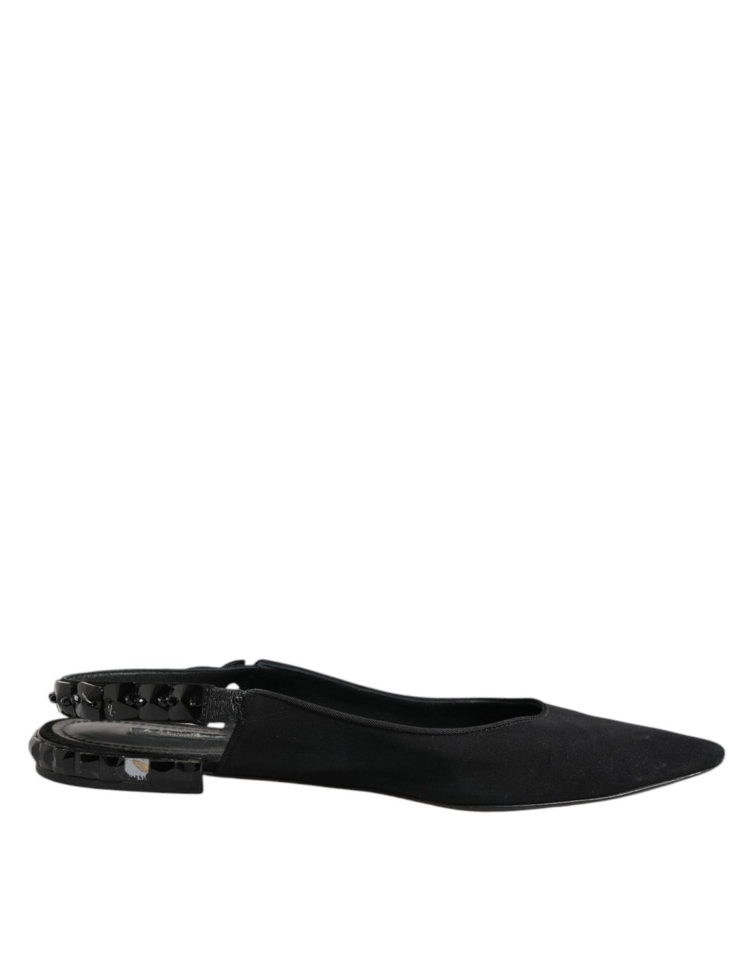 Dolce & Gabbana Black Crystal Charmeuse Slingback Shoes - RIMODA
