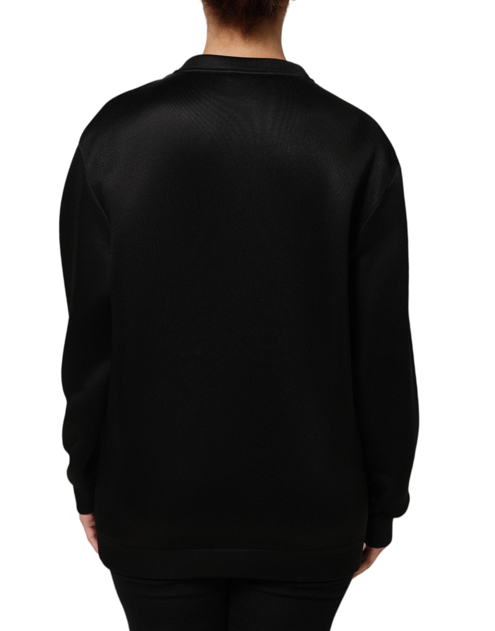 Dolce & Gabbana Black Crystal DG Necklace Sweatshirt Sweater - RIMODA