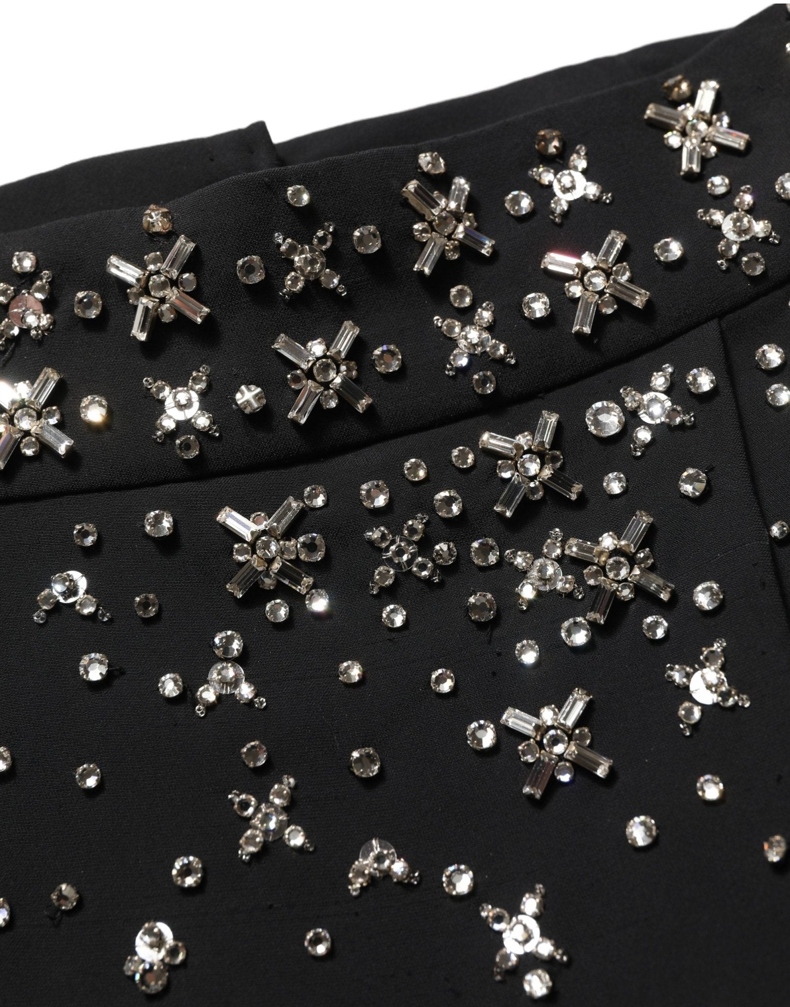 Dolce & Gabbana Black Crystal Embellished High Slit Skirt - RIMODA